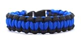 Black with Blue Line Paracord Bracelet, Medium