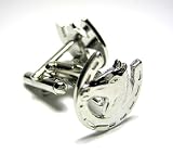 Horseshoe Horse Head Jockey Cufflinks Silver Plated w/ Gift Box