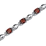 Exquisite Classic: 6.50 carats total weight Oval Shape Garnet Gemstone Bracelet in Sterling Silver Rhodium Finish