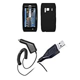 Nokia N8 - Premium Black Soft Silicone Gel Skin Cover Case + Rapid Car Char ....
