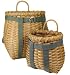 Finely-Woven Pack Baskets with Green Webbing, (Great Decor Items) 2-pc Set in 2 Sizes