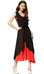 Petite Colorblocking Fit-and-Flare Sleeveless Tank Summer Chiffon Cocktail Evening Dress/Prom Dress/Party Dress/Maxi Dress 