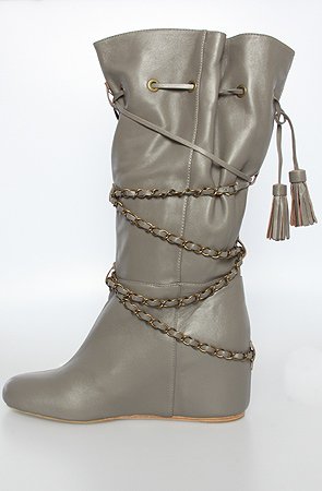 80%20 The Bobbie Gathered Hidden Wedge Boot in Gray,Shoes for Women from 80%20