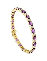 10k Gold 7 in. Tennis Bracelet, w/ 0.25 Carat Brilliant Cut Diamonds & 7x5mm Oval Cut Amethyst Stones, 3/16 in. (5mm) wide