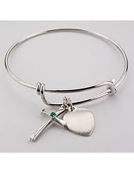 Large Bangle Bracelet with Zircon Birthstone Cross & Engravable Heart