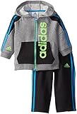 Adidas Baby-Boys Infant Action Block Fleece Set, Grey/Black, 24 Months