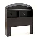 South Shore Furniture, Cosmos Collection, Bookcase Headboard 39", Black Onyx and Charcoal