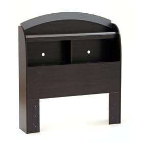 South Shore Furniture, Cosmos Collection, Bookcase Headboard 39, Black Onyx and Charcoal