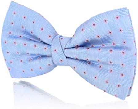 Pre-Tied Light Blue Diamond Dot Silk Bow Tie