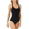 Merona&reg; Women's One Piece Swimsuit with Trim - Black/White