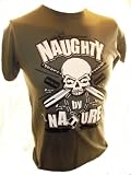 Naughty by Nature Mens T Shirt - Baseball Bat And Skull Logo