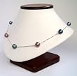 HinsonGayle Gem Collection Handpicked AAA 9.0-9.5mm Peacock Black Cultured Pearl Tin Cup Necklace (18K White Gold)