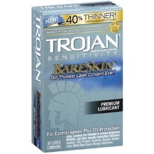 Trojan Sensitivity, BareSkin Premium Latex Condoms 10 ct (Quantity of 3)