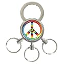 3 Ring Key Chain of Tye Dye Peace Symbol