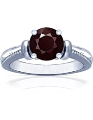 18K White Gold Round Cut Ruby Solitaire Ring