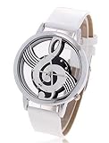 Bolun Dots Hour Marks Leather Quartz Wrist Watch With Music Symbol