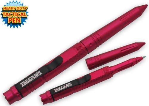 P-15900-RD 3sz1028wz "6""" TAKEDOWN Tactical Pen w/ Clip- 53s57ugx84a8 Strawberry Red Finish self defence ninja martial art protection