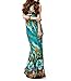 TopTie Floral Print Silky Long Maxi Dress, Green, One Size