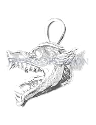 Rhodium-Plated 925 Sterling Silver Dragon Head Pendant