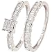 1/2 Carat T.W. Princess, Baguette Cut Diamond Engagement Ring and Women's Wedding Band Set 14K White Gold - Size 7