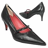 Quai D'Orsay Black Top Strap Leather Pump Shoes
