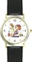 Girl with Gragger during Purim Judaica Jewish Theme - WATCHBUDDY� DELUXE TWO-TONE THEME WATCH - Arabic Numbers - Black Leather Strap-Children's Size-Small ( Boy's Size & Girl's Size )