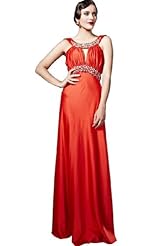 Ruched Beaded Applique Polyester Halter Prom Dress/Party Dress 