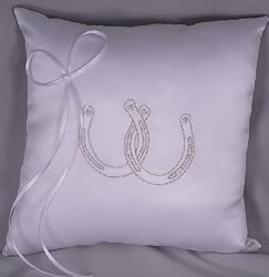 Horseshoe Ring Pillow White Silver