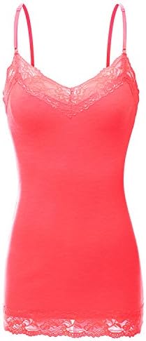 Doublju Women Gym Wear Soft Fabric Top Printed Three-Quarter Sleeve NEONCORAL Tank top,2XL