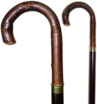 Deluxe Cherry Wood Handle Stick Walking Poles, Multicolor