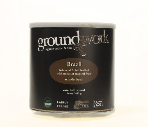 groundwork Brazil, Whole Bean Coffee, 16-Ounce Cans (Pack of 2)