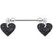 Black Glitter Heart Nipple Ring