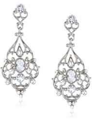 Nina "Velvet" Large Silver and Crystal Filigree Earring
