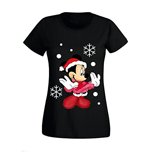 Women's Ladies Disney Minnie Mouse Cartoon Character Christmas Printed T Shirts