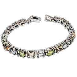 Muti Gemstone Bracelet in Sterling Silver 7 inches (brclt252)