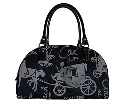 Coach Horse & Carriage Black White Satchel Handbag 14481
