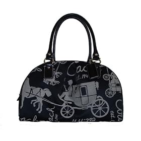 Coach Horse and Carriage Black White Satchel Handbag 14481