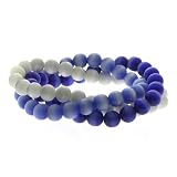 3 Blue White Cats Eye Stone 8mm Bead Stretch Bracelet Set