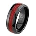 8mm Round Edge Ceramic Comfort Fit Red Carbon Fiber Fibre Wedding Band Ring (Size 5 to 15)