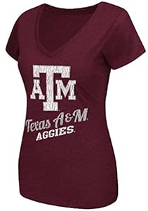 Ladies Texas Aggies Maroon Tabloid V-Neck Tee Shirt by Colosseum (L=10-12)