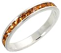 Sterling Silver Eternity Band, w/ November Birthstone, Citrine Crystals, 1/8" (3mm) wide