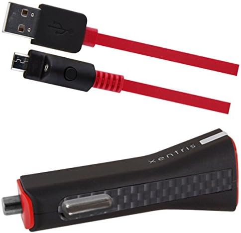 Xentris 3.4A Dual Micro USB Vehicle Charger - Black/Red