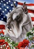 Schnauzer Grey Cropped Dog - Tamara Burnett Patriotic I Garden Dog Breed Flag 12'' x 17''