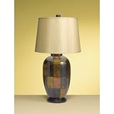 Tall Earth Tone Squares Porcelain Table Lamp