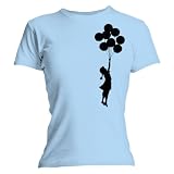 Womens Banksy - Balloons T-Shirt Sky Blue 5138SKCPX X-Large