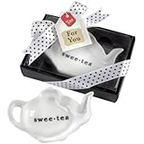 Swee-Tea Ceramic Tea-Bag Caddy in Black & White Serving-Tray Gift Box