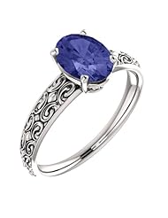 10K White Gold 8.00x6.00mm Oval Cut Tanzanite Ring -- LIFETIME WARRANTY