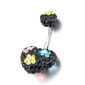 Belly Button Rings Green Crystal Rippling Sun Color Belly Navel Ring Body Jewelry