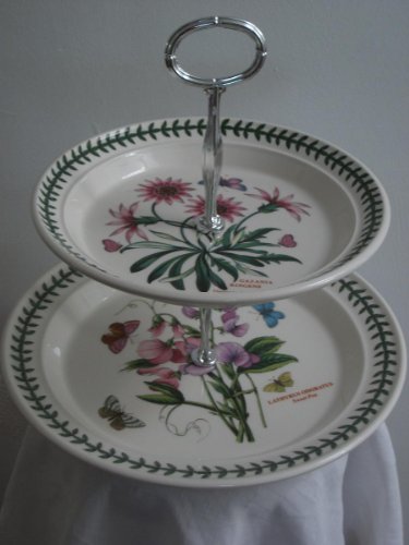 Portmeirion Bespoke 2 Tier Botanic Garden Cake Stand - Sweet Pea and Treasure Flower