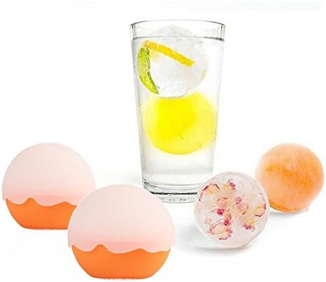 Goxi Silicone Ice Ball Maker - Ice Ball Mold Creates 2.55×2.16 Inch Round Ice Ball Spheres (Set of 2) (Orange)